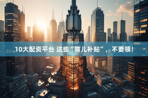 10大配资平台 这些“育儿补贴”，不要领！